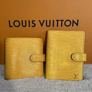 EUC Louis Vuitton Epi Bundle Compact Wallet & Agenda Yellow/Plum